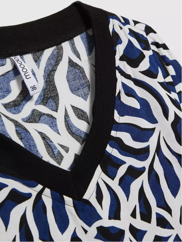 Moodo Cămașă cu decolteu în V cu motive geometrice Moodo