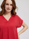 Moodo Tricou roșu cu decolteu în V și mâneci scurte Moodo