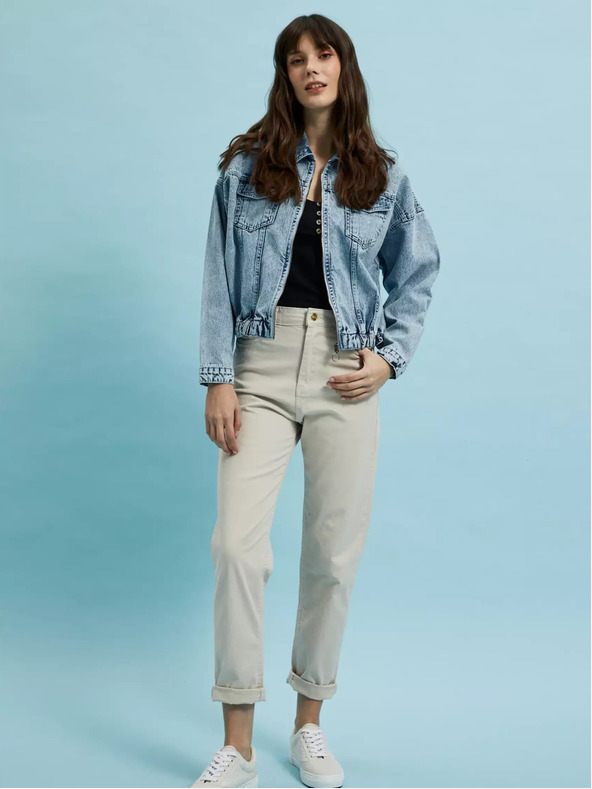 Moodo Jachetă din denim albastru deschis cu fermoar Moodo