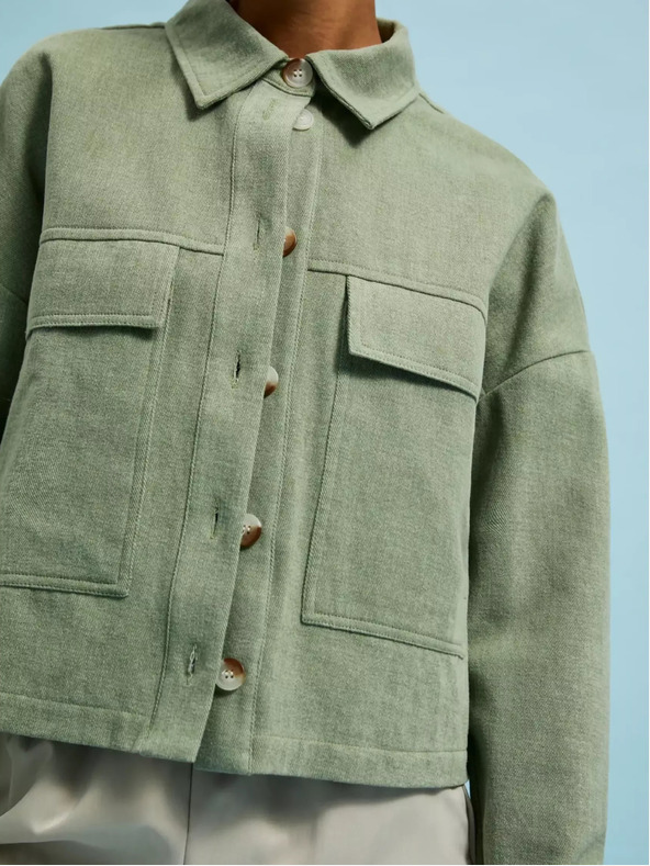 Moodo Jachetă verde măsliniu cu buzunare și guler Moodo