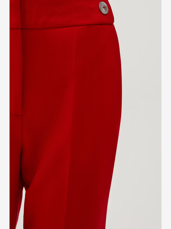 Moodo Pantaloni drepți roșii cu curea Moodo