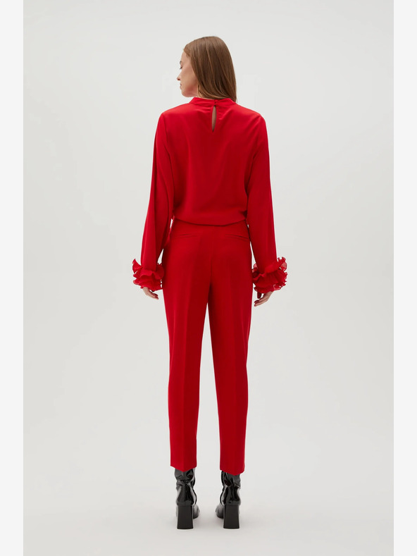 Moodo Pantaloni drepți roșii cu curea Moodo