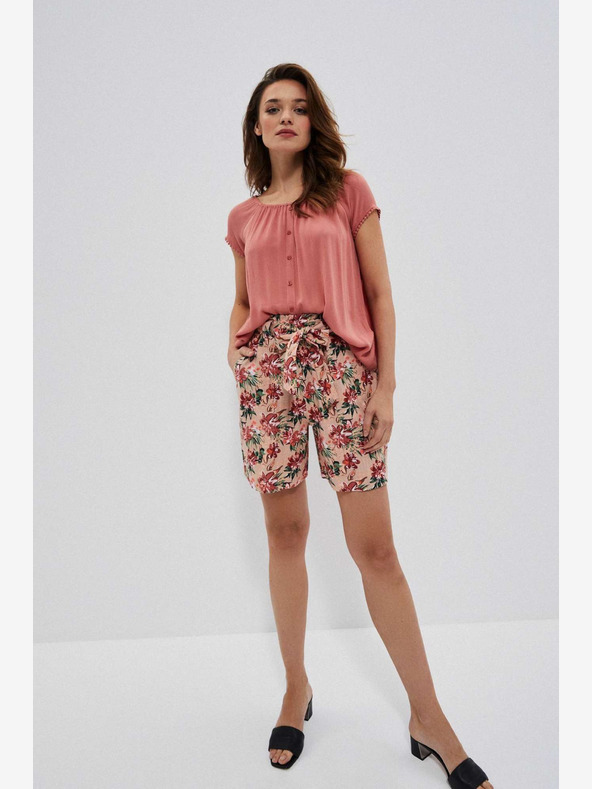 Moodo Pantaloni scurți florali bej pentru femei Moodo