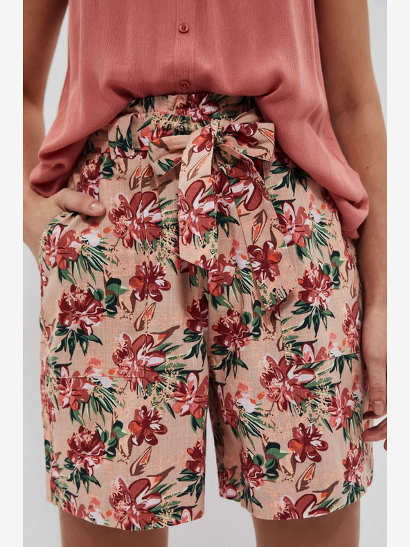 Moodo Pantaloni scurți florali bej pentru femei Moodo