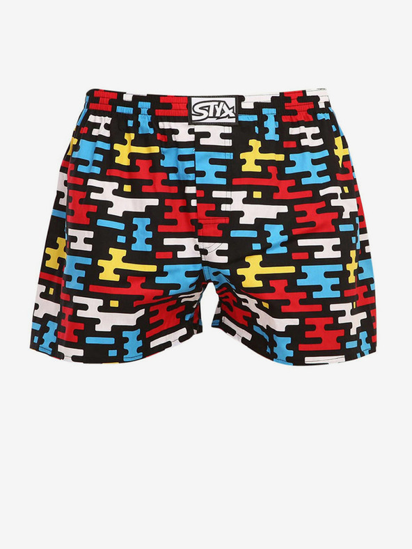 Styx Pantaloni scurți cu model Styx roșii și negri pentru bărbați