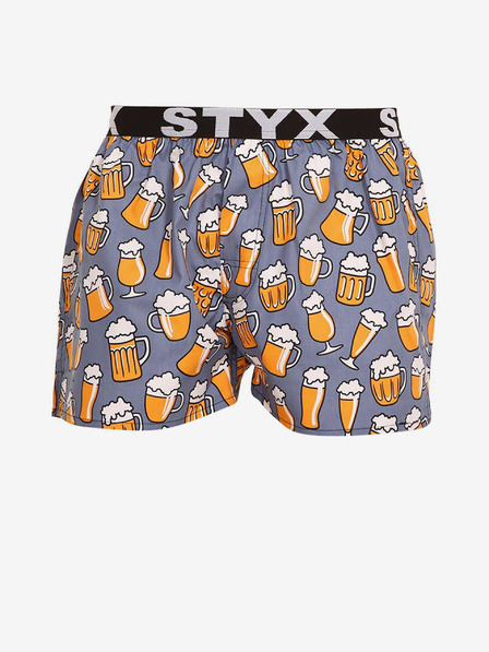 Styx Pantaloni scurți gri și galbeni cu elastic sport Styx art Beer