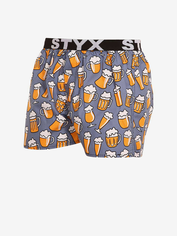 Styx Pantaloni scurți gri și galbeni cu elastic sport Styx art Beer