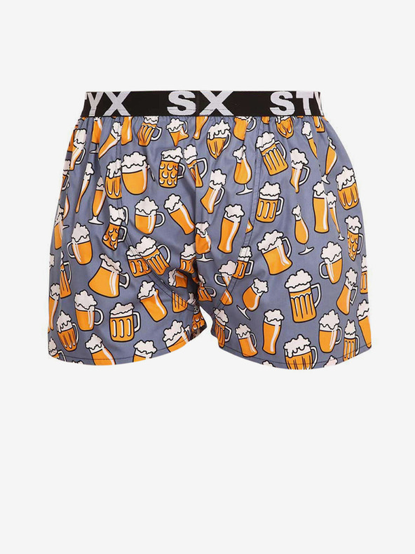 Styx Pantaloni scurți gri și galbeni cu elastic sport Styx art Beer