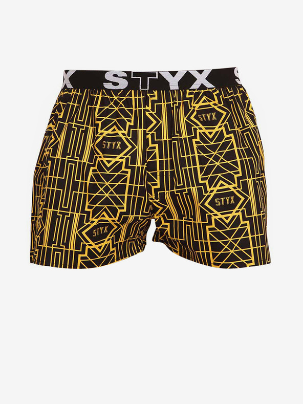 Styx Pantaloni scurți bărbați negri și galbeni cu elastic sport Styx art Gatsby