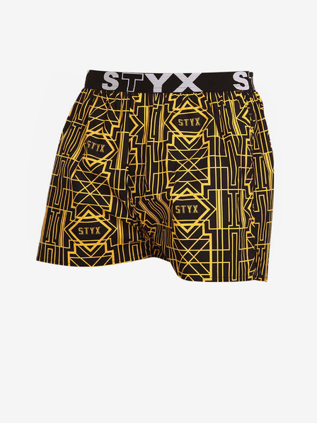 Styx Pantaloni scurți bărbați negri și galbeni cu elastic sport Styx art Gatsby