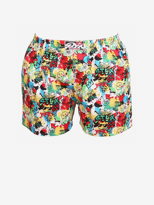 Styx Pantaloni scurți de somn pentru femei cu model galben și roșu Styx emoji