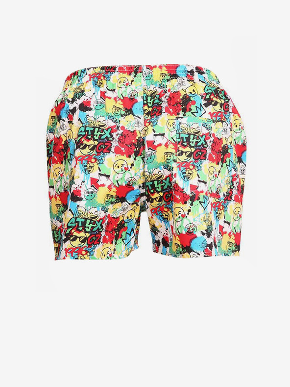 Styx Pantaloni scurți de somn pentru femei cu model galben și roșu Styx emoji