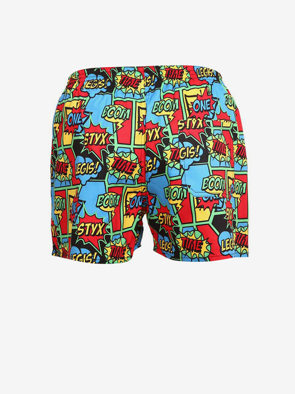 Styx Pantaloni scurți de somn pentru femei cu model albastru și roșu Styx boom