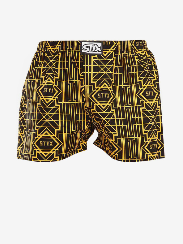 Styx Pantaloni scurți de somn Styx Gatsby galbeni și negri pentru bărbați