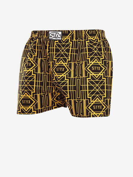Styx Pantaloni scurți de somn Styx Gatsby galbeni și negri pentru bărbați