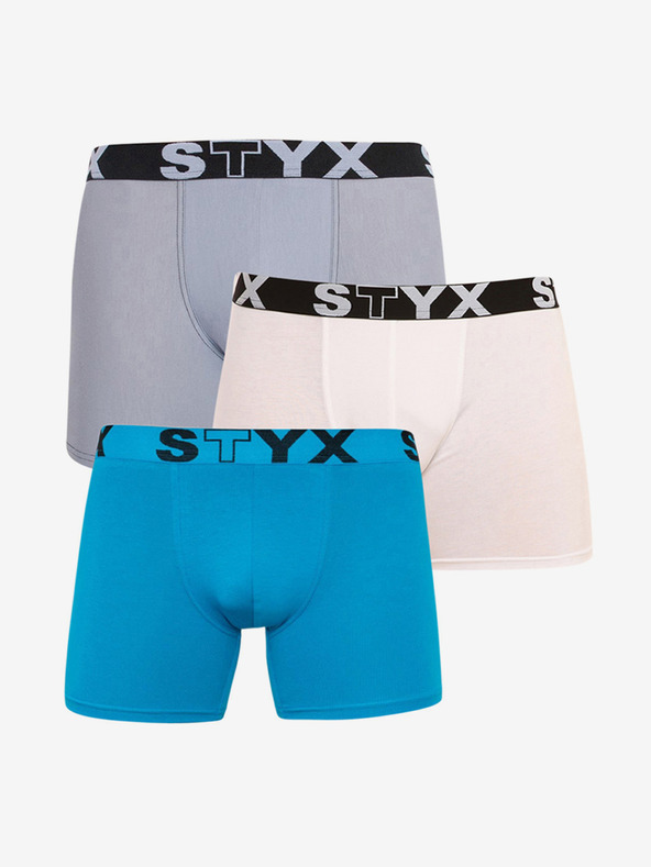Styx Set de trei - boxeri bărbați Styx lung sport elastic multicolor