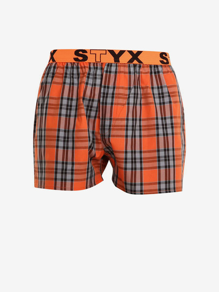 Styx Pantaloni scurți în carouri pentru bărbați Styx gri și portocaliu