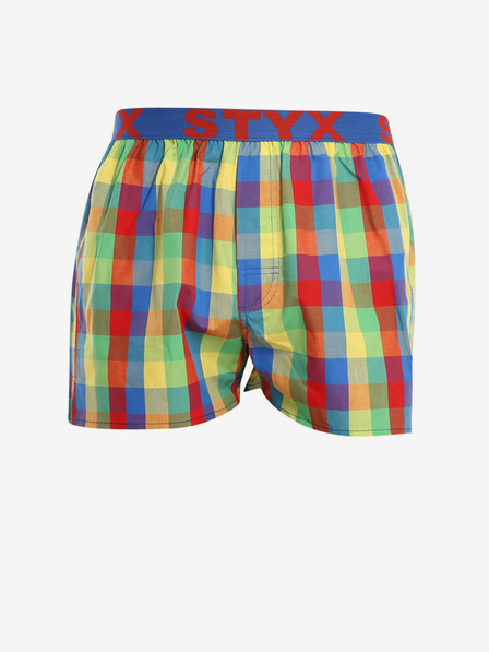 Styx Pantaloni scurți în carouri pentru bărbați Styx roșii și verzi