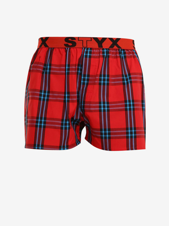 Styx Pantaloni scurți în carouri Styx albastru și roșu pentru bărbați