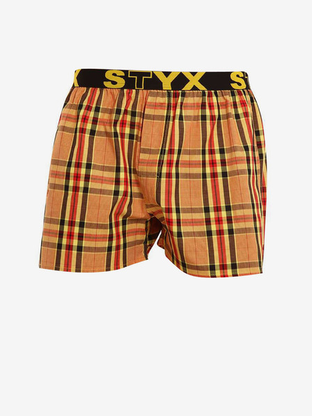 Styx Pantaloni scurți în carouri pentru bărbați Styx galben-portocaliu
