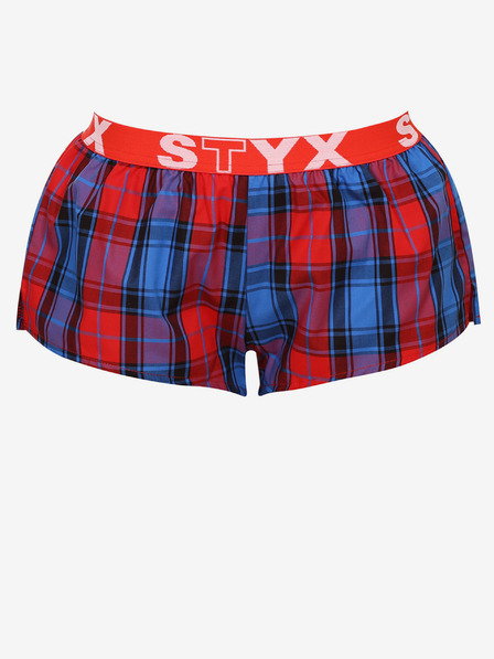 Styx Pantaloni scurți de somn în carouri roșii și albastre pentru femei Styx
