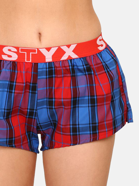 Styx Pantaloni scurți de somn în carouri roșii și albastre pentru femei Styx