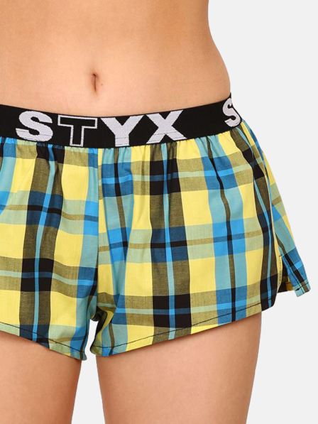 Styx Pantaloni scurți de somn în carouri pentru femei Styx, albaștri și galbeni