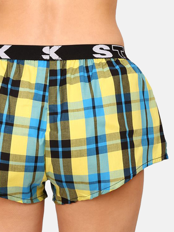 Styx Pantaloni scurți de somn în carouri pentru femei Styx, albaștri și galbeni