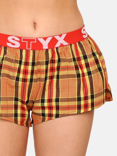 Styx Pantaloni scurți de somn în carouri pentru femei Styx roșii și portocalii
