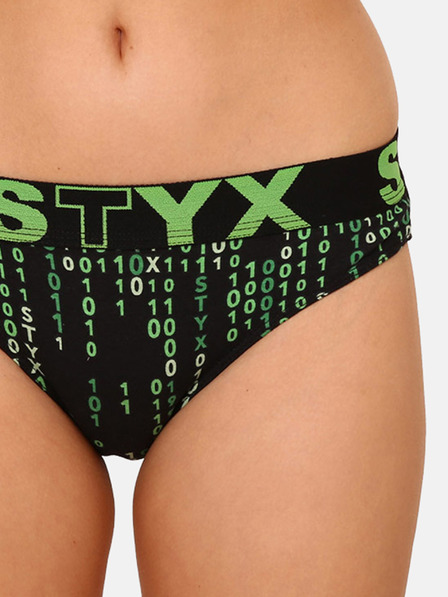 Styx Chiloți cu model negru și verde pentru femei Styx art Code