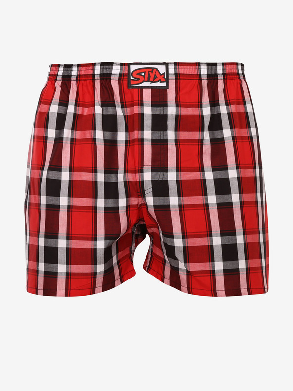 Styx Pantaloni scurți în carouri negri și roșii pentru bărbați Styx