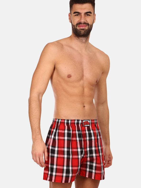 Styx Pantaloni scurți în carouri negri și roșii pentru bărbați Styx