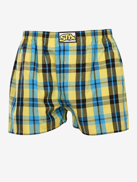 Styx Pantaloni scurți în carouri pentru bărbați, albaștri și galbeni Styx