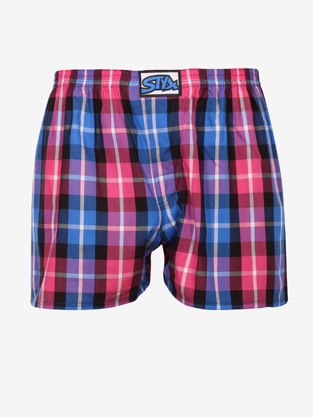 Styx Pantaloni scurți bărbătești în carouri roz și albastru Styx