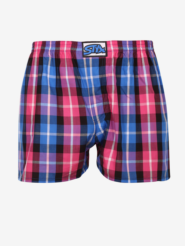Styx Pantaloni scurți bărbătești în carouri roz și albastru Styx