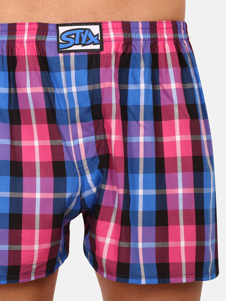 Styx Pantaloni scurți bărbătești în carouri roz și albastru Styx