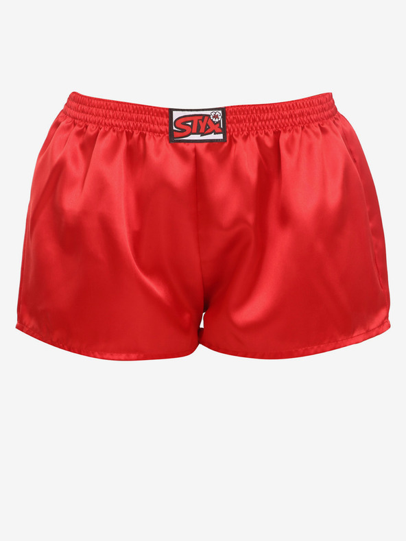 Styx Pantaloni scurți de somn din satin roșii pentru femei Styx