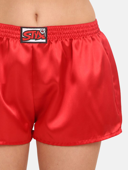 Styx Pantaloni scurți de somn din satin roșii pentru femei Styx