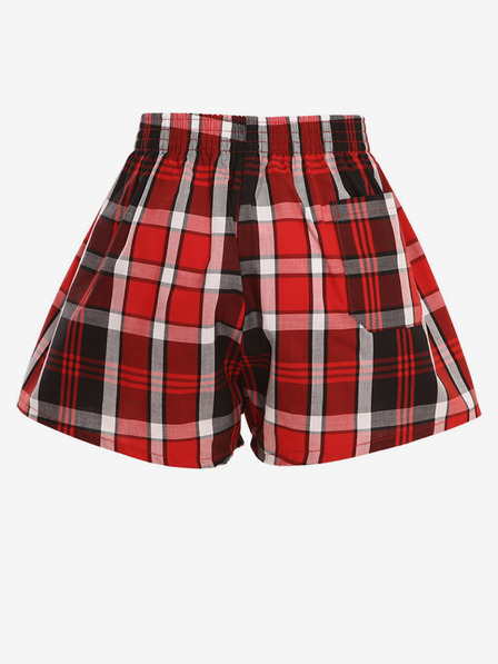 Styx Pantaloni scurți pentru băieți cu carouri negre și roșii Styx