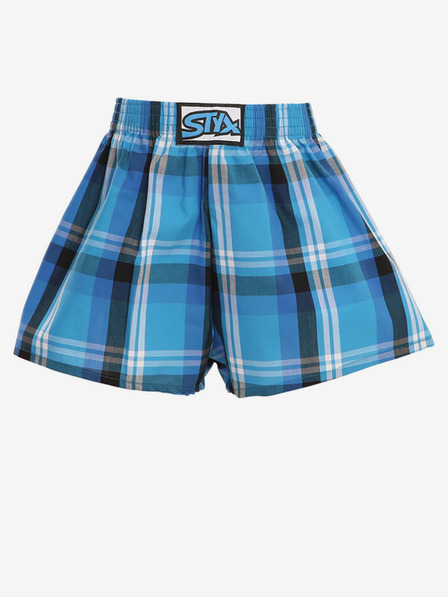 Styx Pantaloni scurți negri și albaștri în carouri pentru băieți Styx