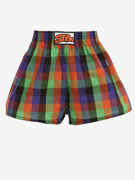 Styx Pantaloni scurți în carouri mov și verde pentru băieți Styx