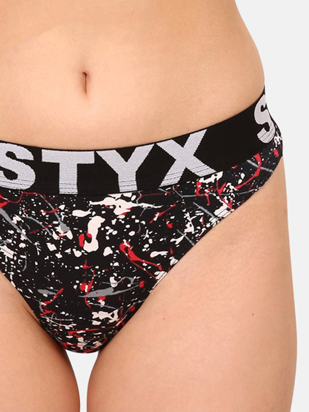 Styx Tanga pentru femei cu model negru Styx art Jáchym