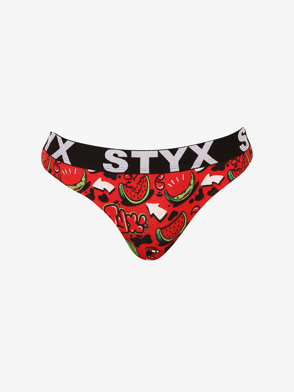 Styx Tanga pentru femei cu model negru și roșu Styx art Melouny