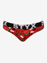 Styx Chiloți negri și roșii cu model pentru femei Styx art Melouny