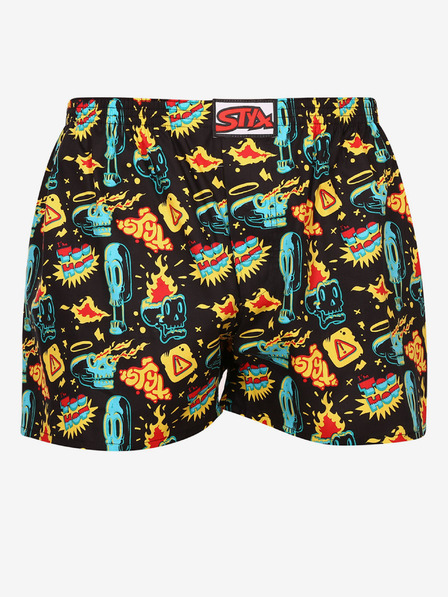 Styx Pantaloni scurți negri cu model pentru bărbați Styx art Toohot