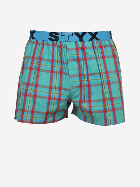 Styx Pantaloni scurți în carouri Styx turcoaz pentru bărbați