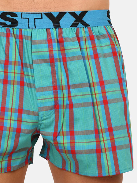 Styx Pantaloni scurți în carouri Styx turcoaz pentru bărbați
