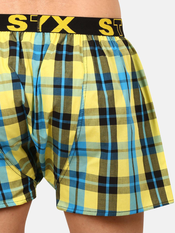 Styx Pantaloni scurți în carouri pentru bărbați, albaștri și galbeni Styx