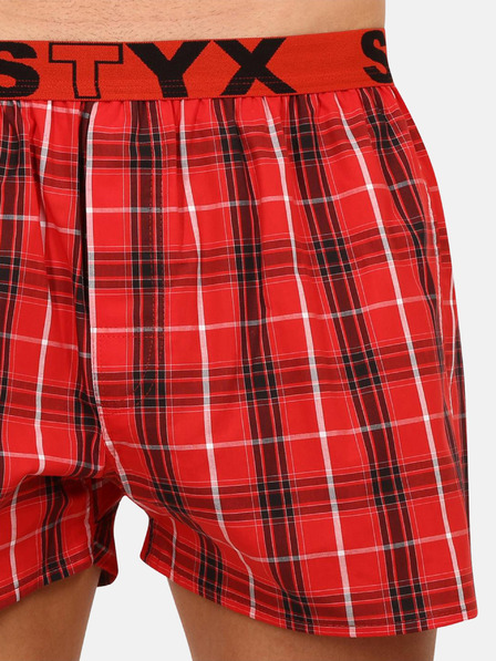 Styx Pantaloni scurți bărbătești în carouri roșii Styx