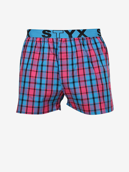 Styx Pantaloni scurți bărbătești în carouri roz și albastru Styx